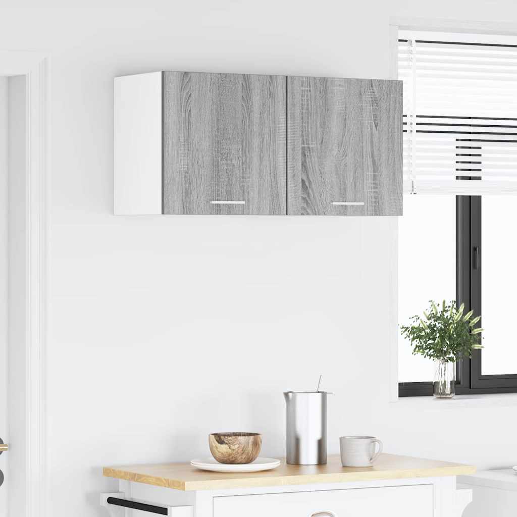 Hanging Cabinet with Shelf Riga 2 pcs Grey Sonoma and White